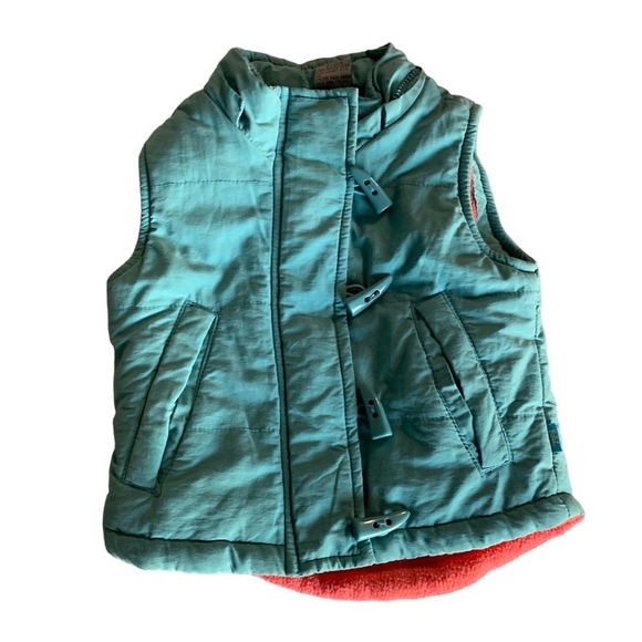 Pumpkin Patch girls size 4 turquoise puffer vest lined with pink fleece - Picture 1 of 5